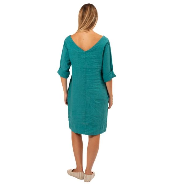 vera may italian linen green teal dress