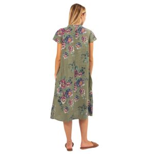 VERA MAY FLORAL KHAKI LINEN DRESS ITALIAN