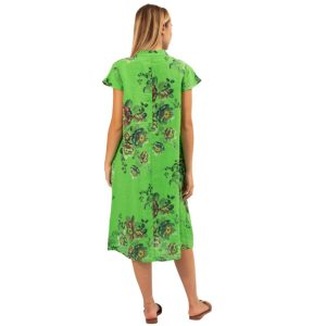 VERA MAY FLORAL LIME GREEN LINEN DRESS ITALIAN