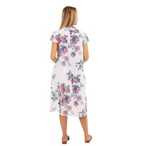 VERA MAY FLORAL WHITE LINEN DRESS ITALIAN