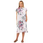 VERA MAY FLORAL WHITE LINEN DRESS ITALIAN