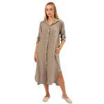 vera may Italian linen dress dust coat fango taupe