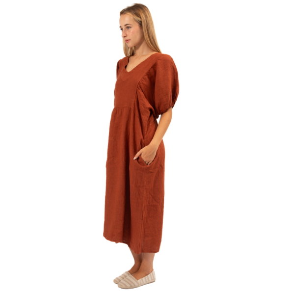 vera may coco brown linen italian dress