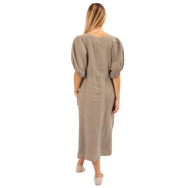 Vera May Italian Linen womens dress taupe