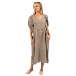 Vera May Italian Linen womens dress taupe