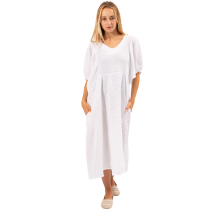 Vera May Italian Linen womens dress white