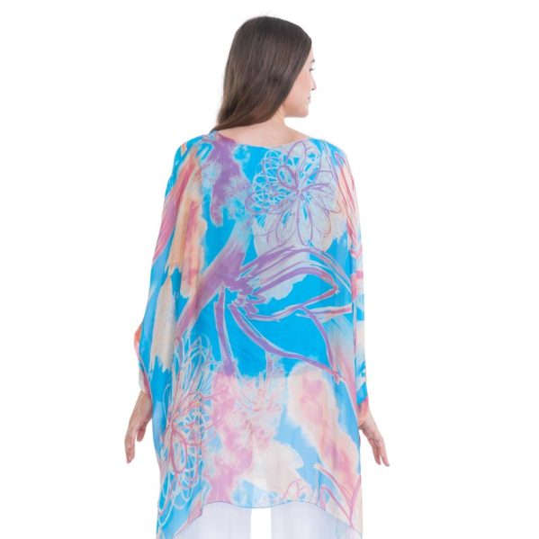 VERA MAY BLUE SWIRL ITALIAN SILK ELEGANT TUNIC TOP