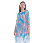 VERA MAY BLUE SWIRL ITALIAN SILK ELEGANT TUNIC TOP