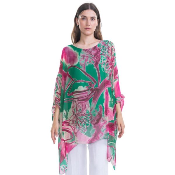 VERA MAY GUCCI GREEN SWIRL ITALIAN SILK ELEGANT TUNIC TOP