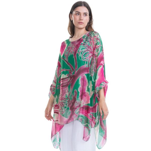 VERA MAY GUCCI GREEN SWIRL ITALIAN SILK ELEGANT TUNIC TOP