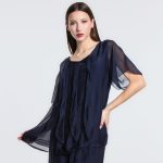 2988 NAVY Silk italian Vera May Top